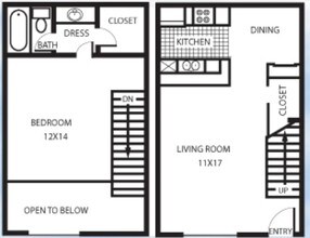 1-1 Studio Loft floor plan
